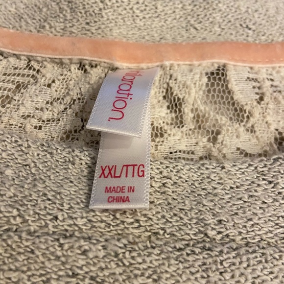 Xhilaration Lace Shoulder Sweatshirt Top XXL - Picture 6 of 8